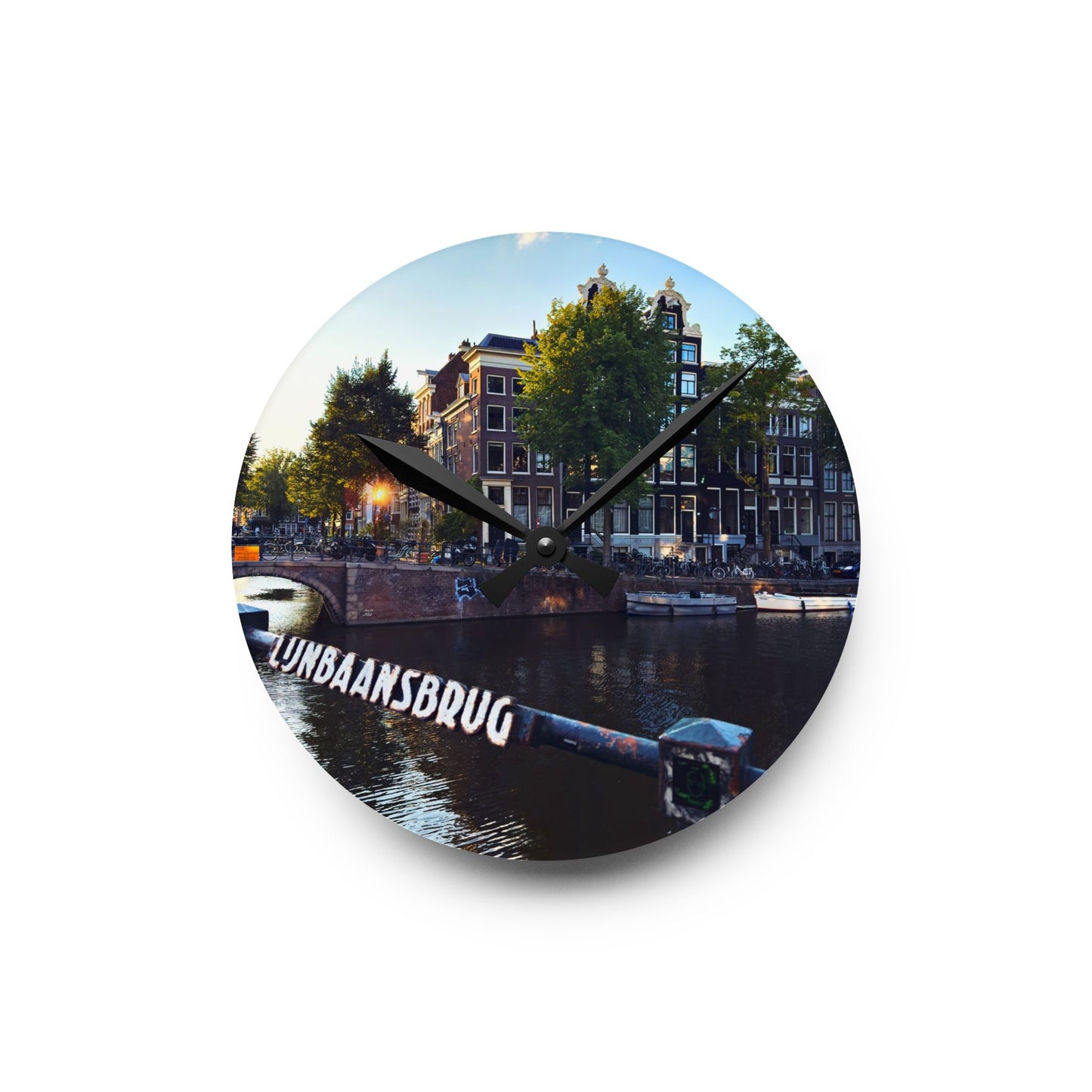 Amsterdam Canal Cityscape - Acrylic Wall Clock