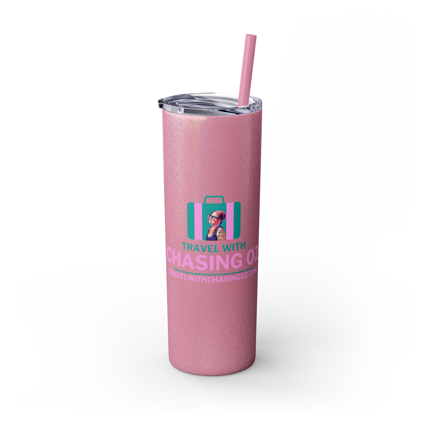 Travel with Chasing Oz Skinny Tumbler with Straw, 20oz