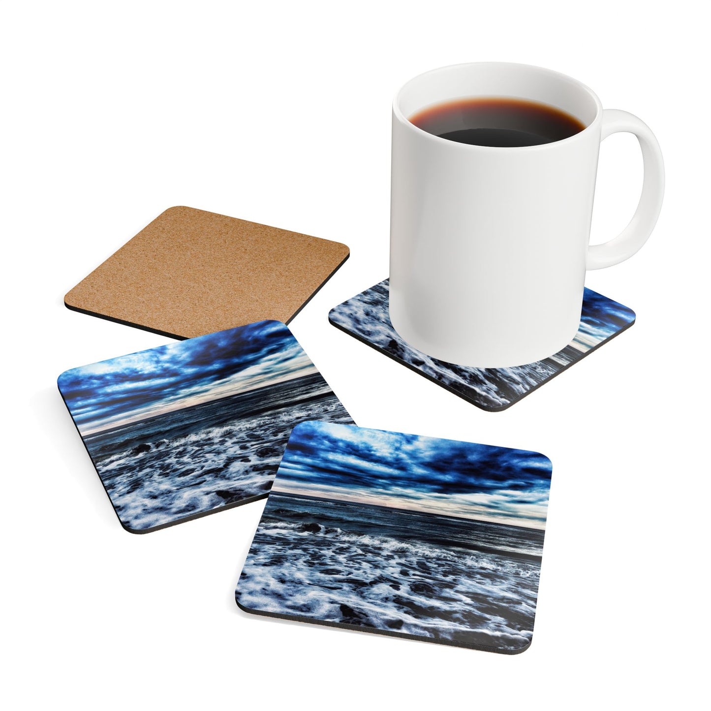 Daytona Stormy Ocean by Chasing Oz - Corkwood Coaster Set (of 4)