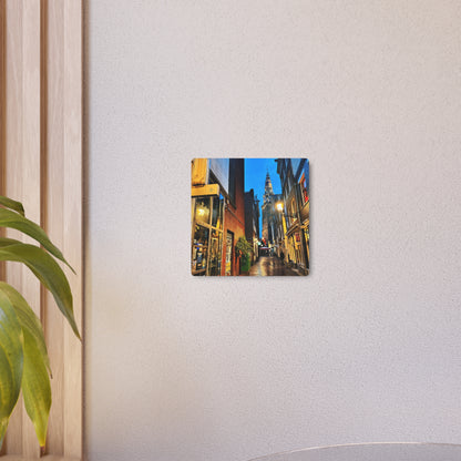 Amsterdam Alley Nightscape - Metal Art Sign