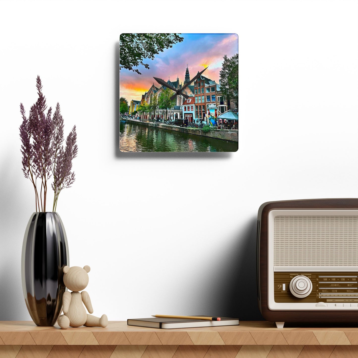 Wall Clock - Amsterdam Sunset Photography by Chasing Oz