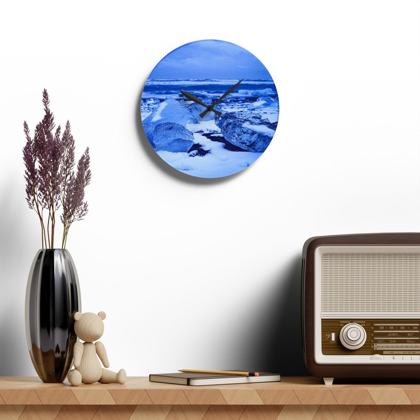 Chasing Oz Art Diamond Beach Iceland Acrylic Wall Clock