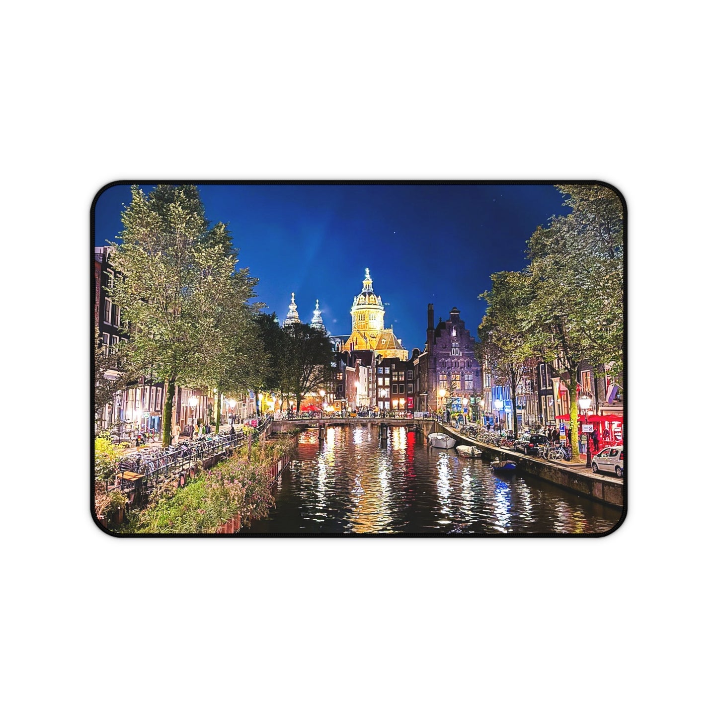 Amsterdam Canal at Night - Desk Mat