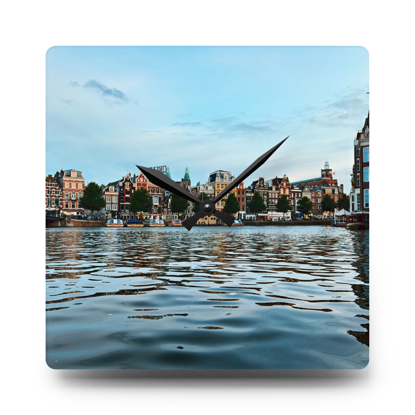 Amsterdam Canal Twilight - Acrylic Wall Clock