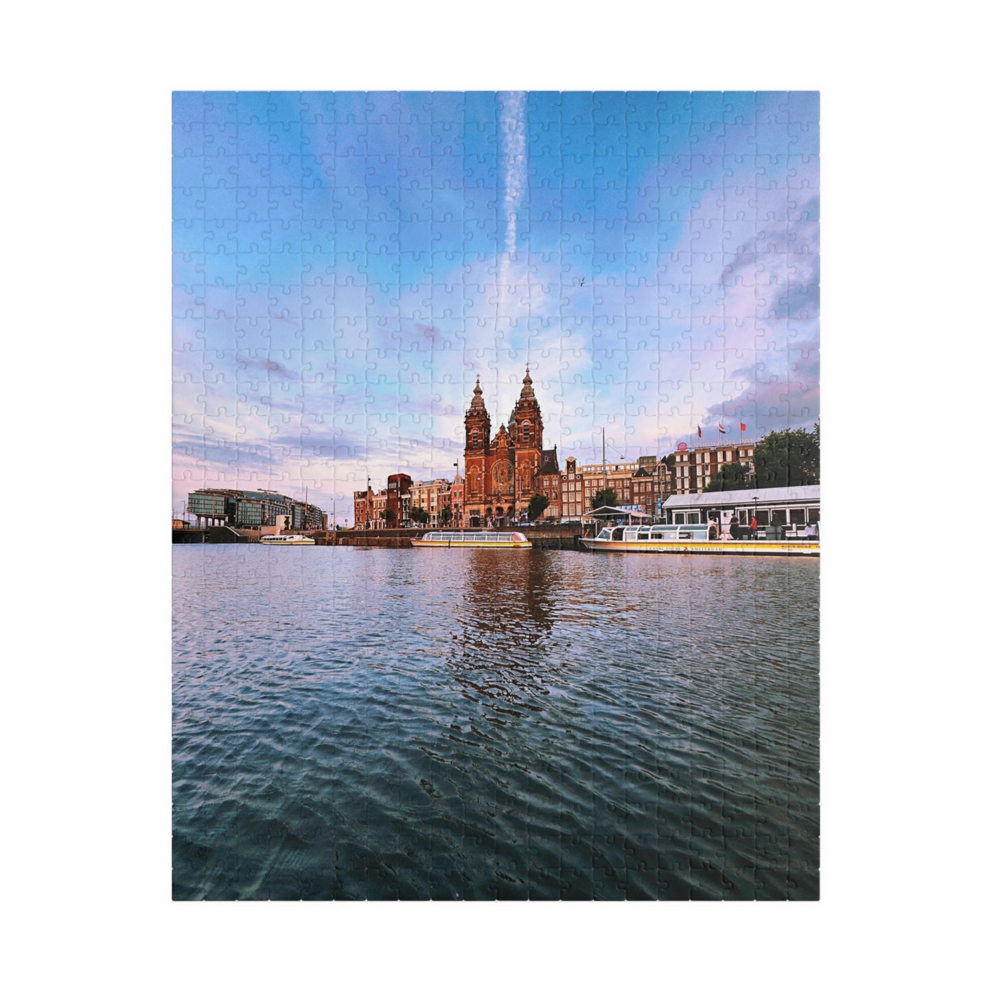 Amsterdam Central Station Canal Sunset -  Jigsaw Puzzle