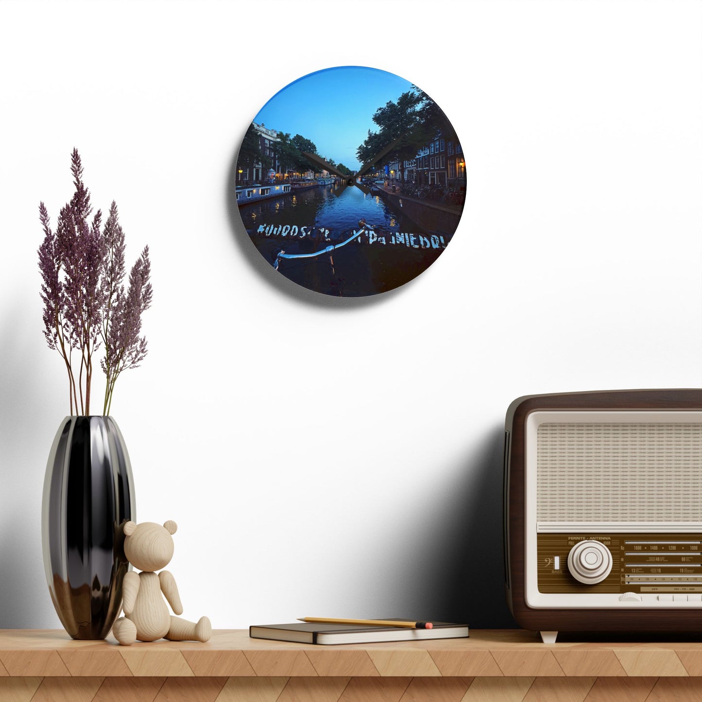 Canal Nights Amsterdam - Acrylic Wall Clock