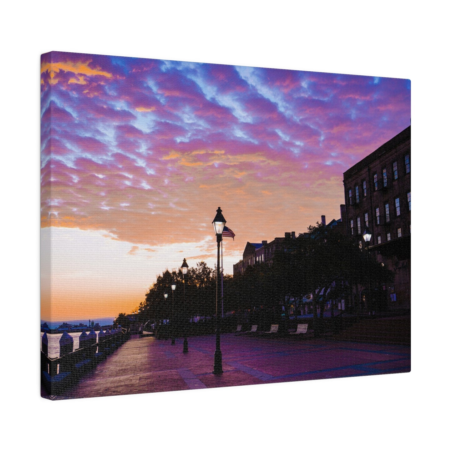 Chasing Oz Art River Street Sunrise Matte Canvas Stretched - 0.75"