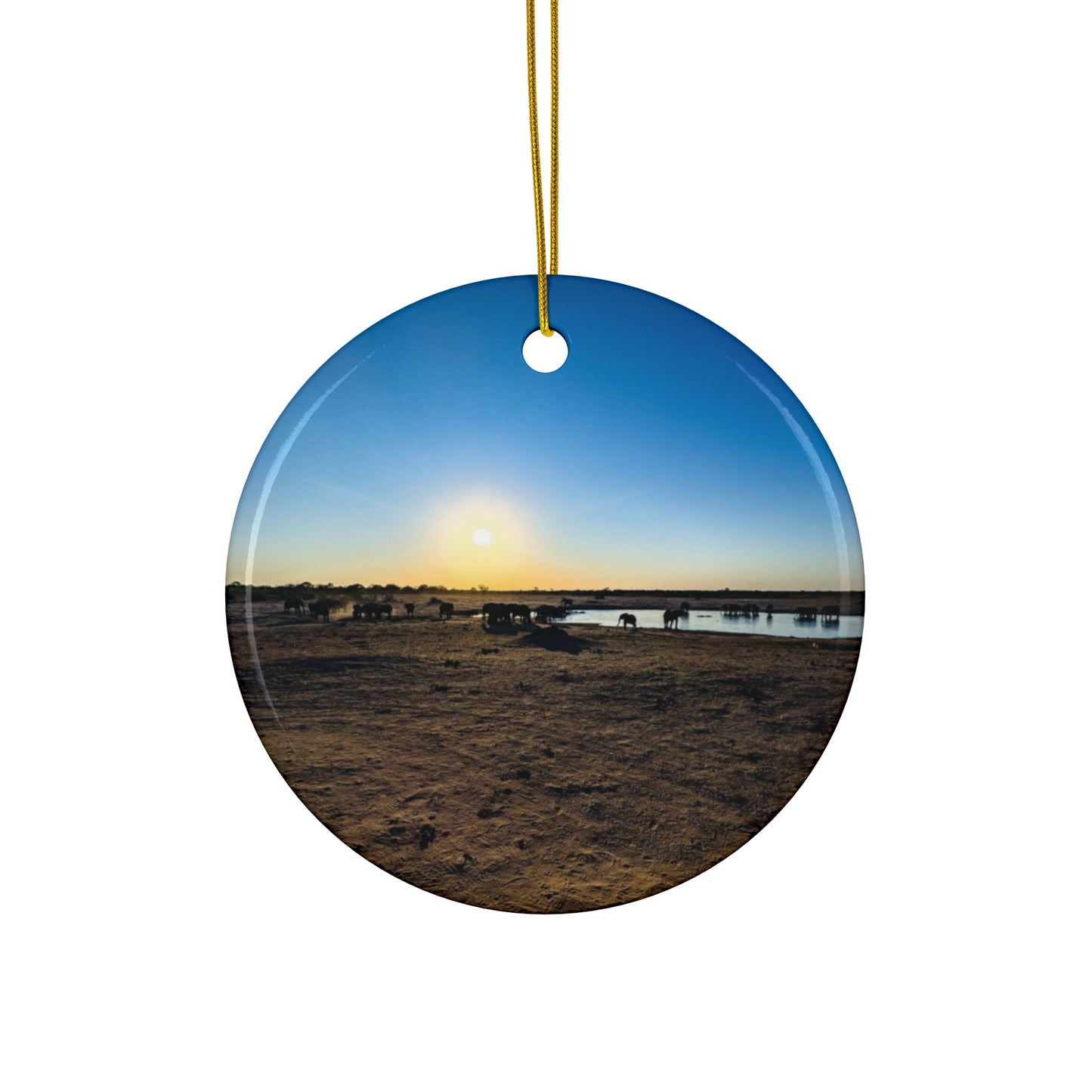 Elephant Sunset Botswana - Ceramic Ornaments