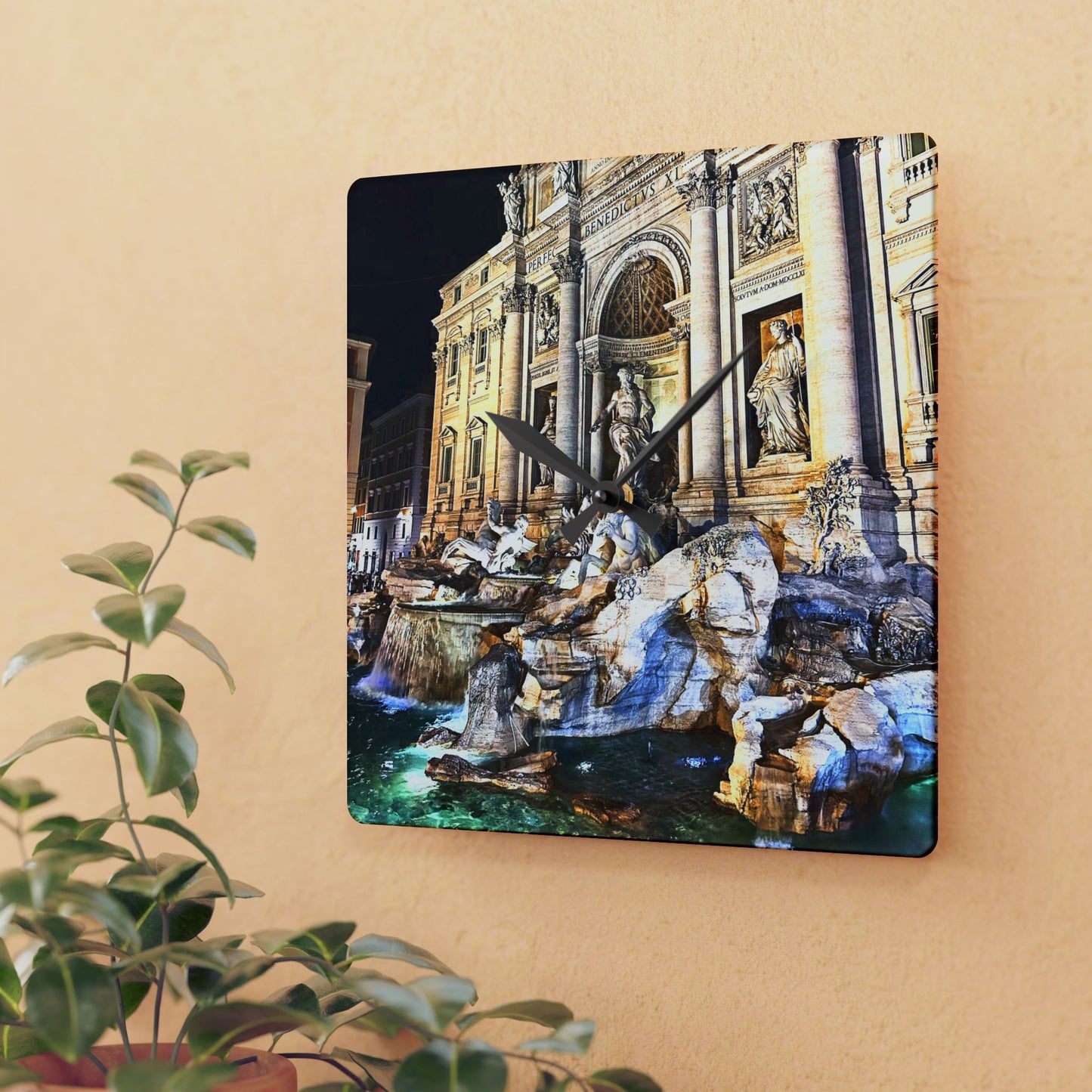 Chasing Oz Art Trevi Fountain Rome - Acrylic Wall Clock