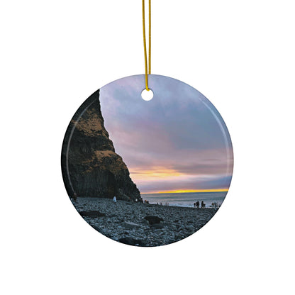Black Sand Beach Sunrise Iceland - Ceramic Double-Sided Ornament