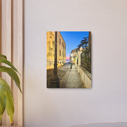Amalfi Coast Nights Sunset Coastal Alley - Metal Art Sign