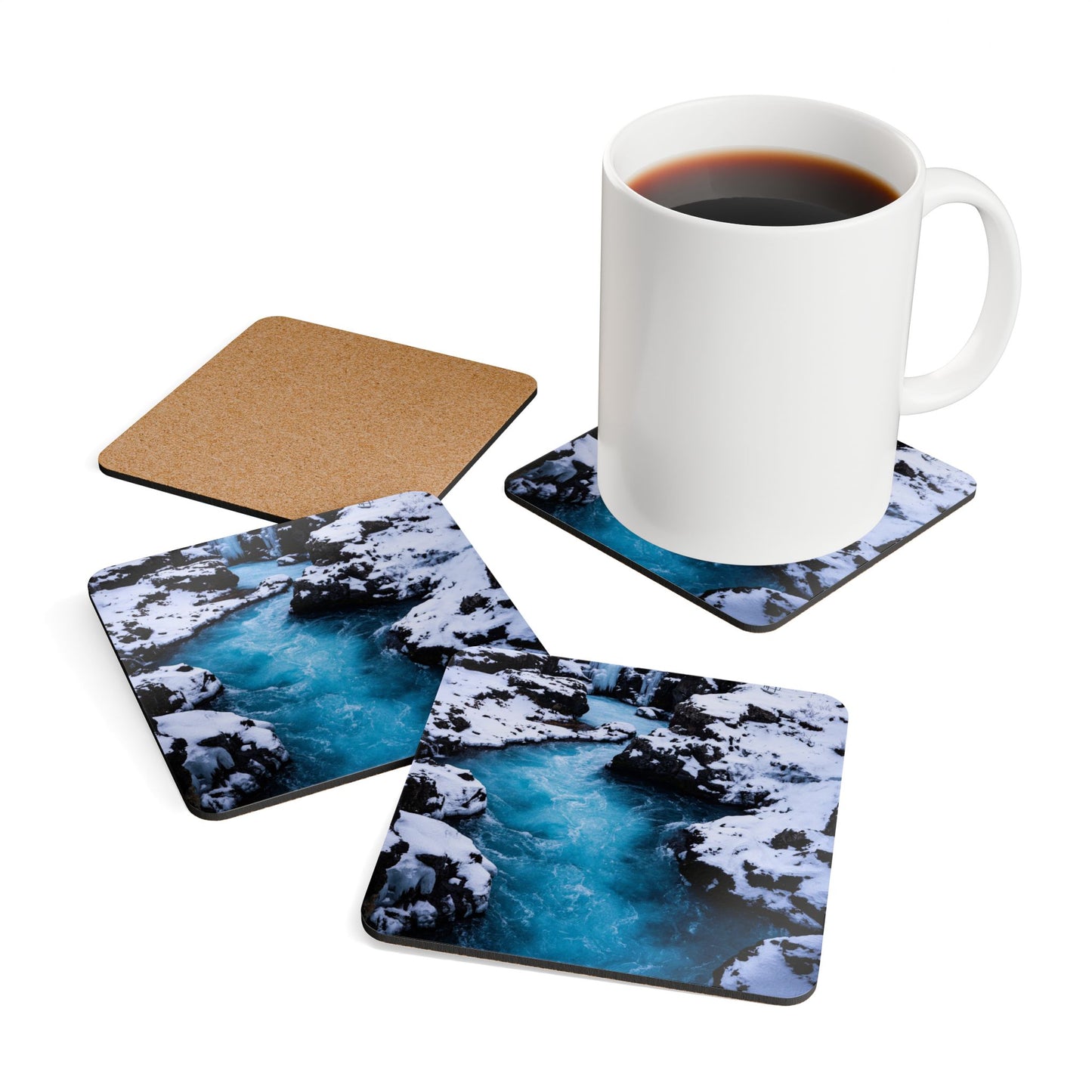 Iceland River by Chasing Oz - Corkwood Coaster Set (of 4)