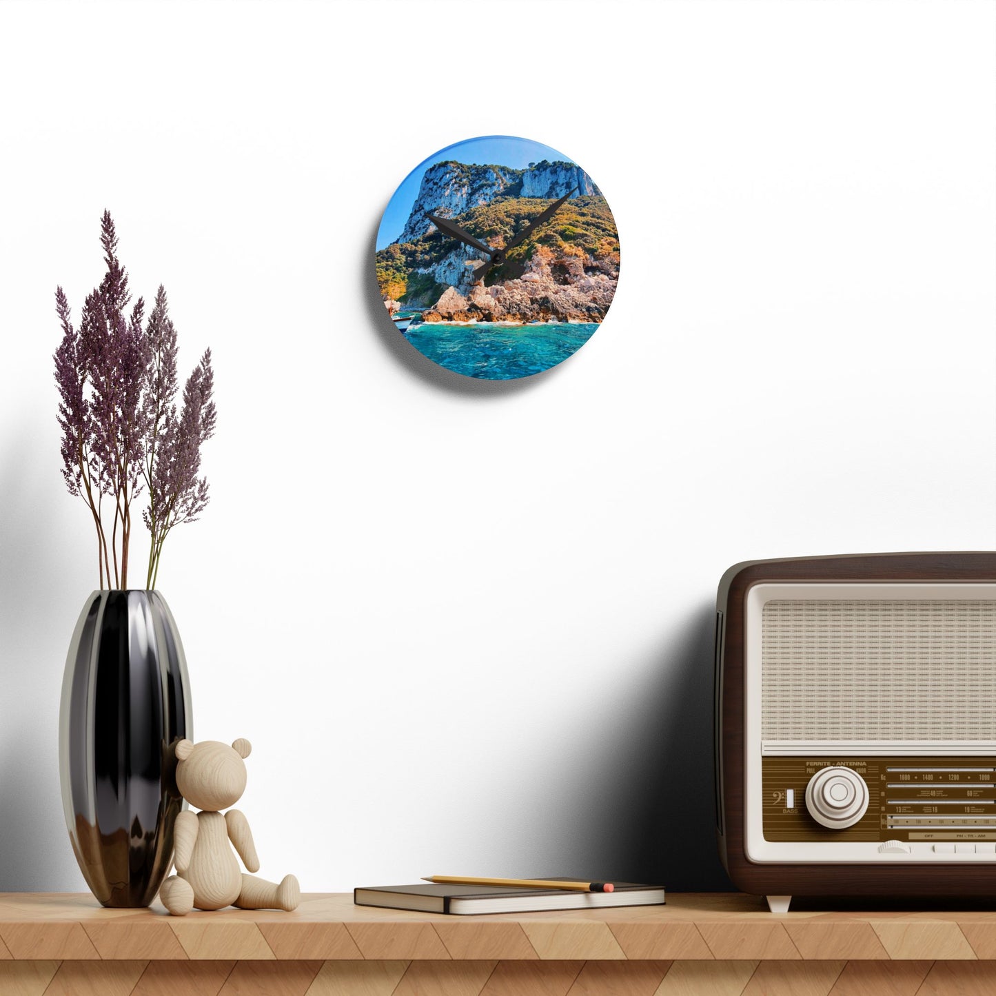 Capri Coastline - Acrylic Wall Clock