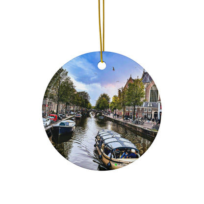 Chasing Oz Art Amsterdam Canal Sunset Ceramic Ornament