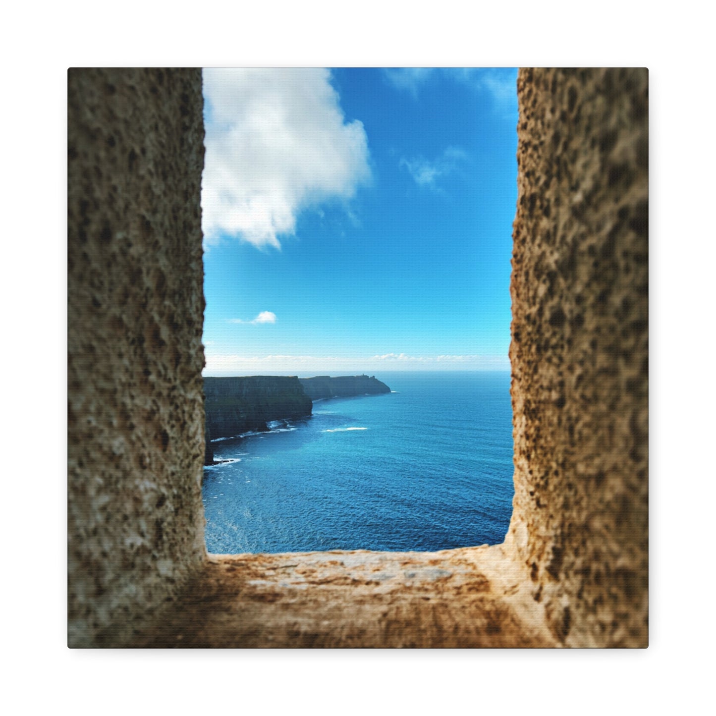 Cliffs of Moher Ireland Coastal Window View - Stretched Canvas Print (1.25")