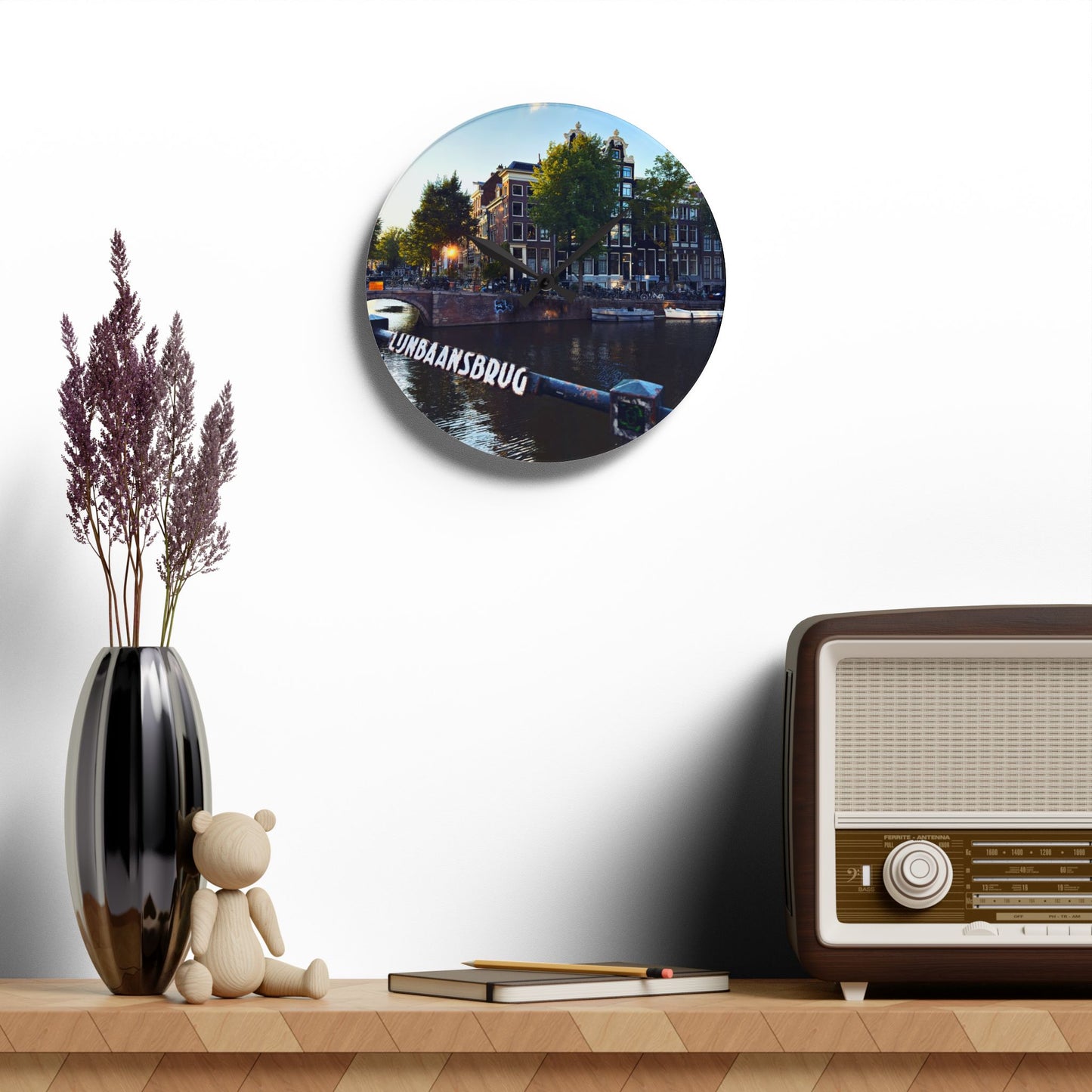 Amsterdam Canal Cityscape - Acrylic Wall Clock