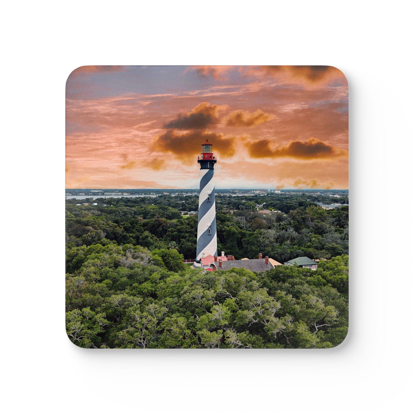 St. Augustine Lighthouse Sunset by Chasing Oz - Corkwood Coaster Set (of 4)
