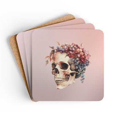 Floral Skull - Cork Coaster (Set of 4)