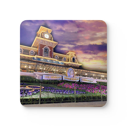 Chasing Oz Magic Kingdom Sunset Corkwood Coaster Set of 4