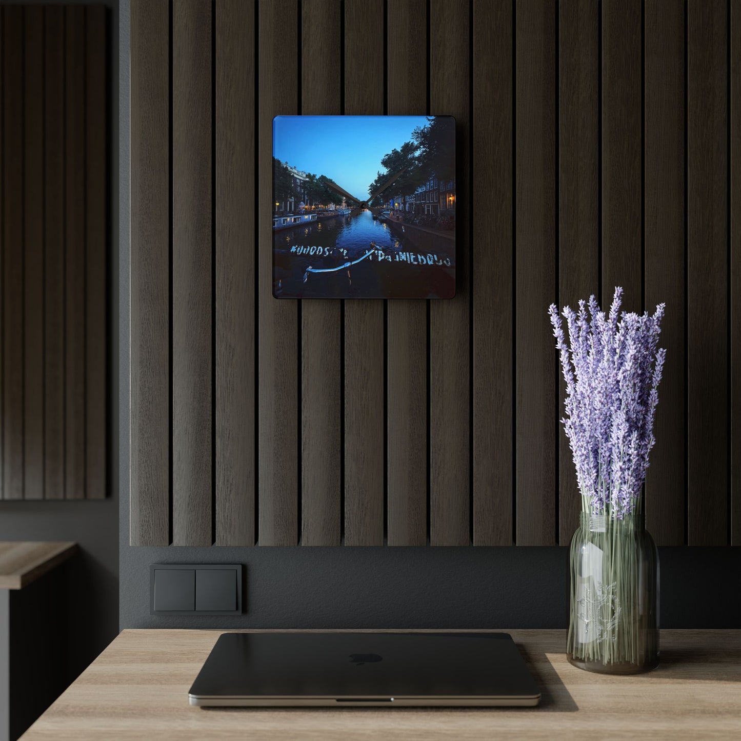 Canal Nights Amsterdam - Acrylic Wall Clock