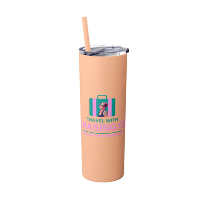 Travel with Chasing Oz Skinny Tumbler with Straw, 20oz