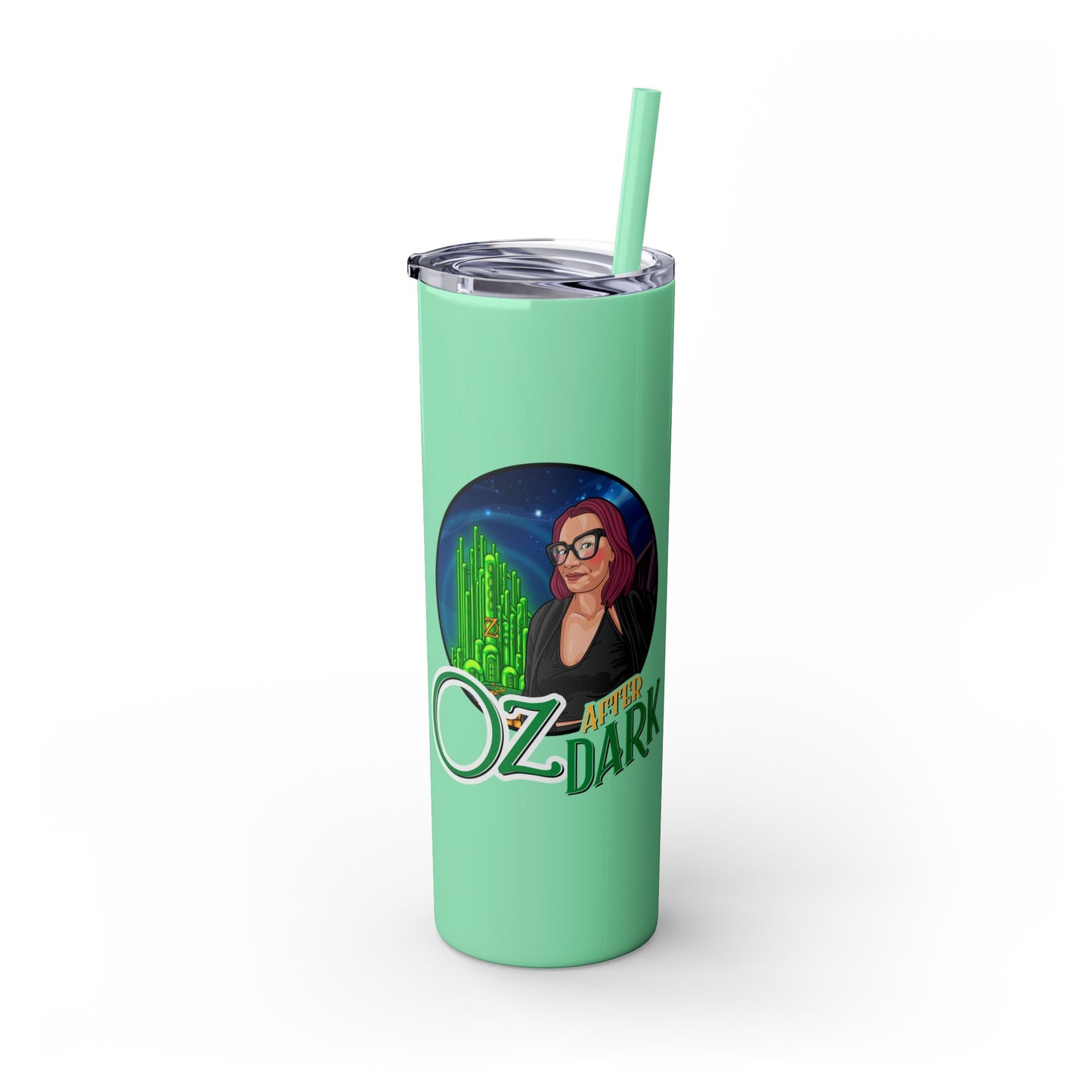 Oz After Dark Podcast Skinny Tumbler with Straw -20oz