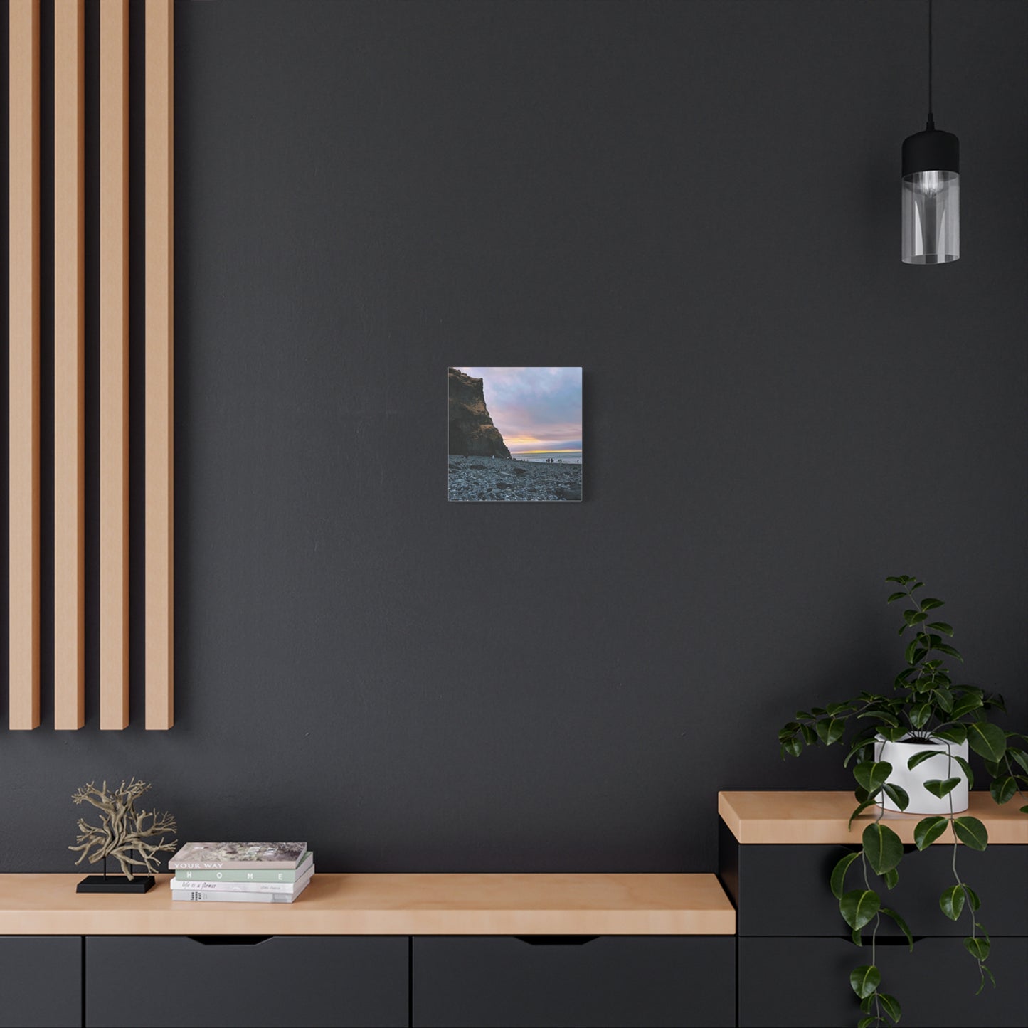 Black Sand Beach Sunrise - Stretched Matte Canvas (1.25")